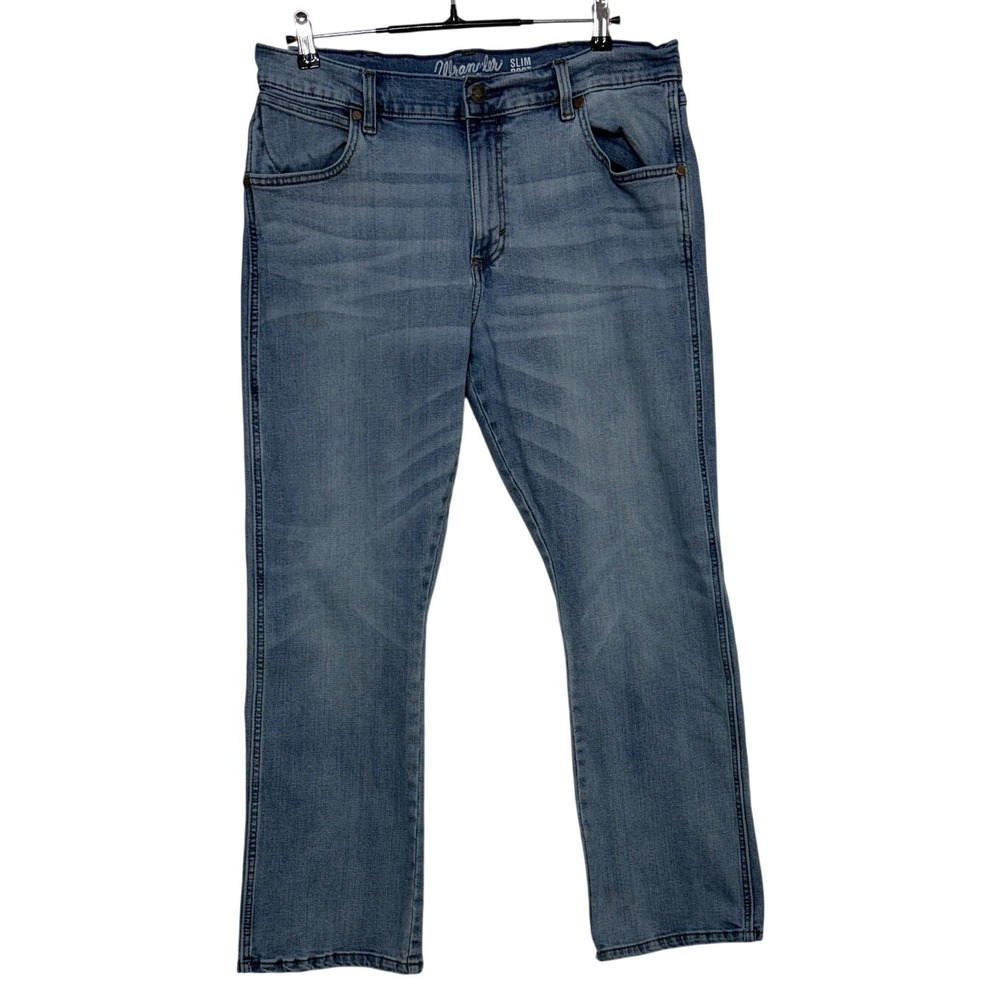 *Wrangler Jeans Mens 36x30 Blue Denim Retro Slim Boot Stretch Western Cowboy